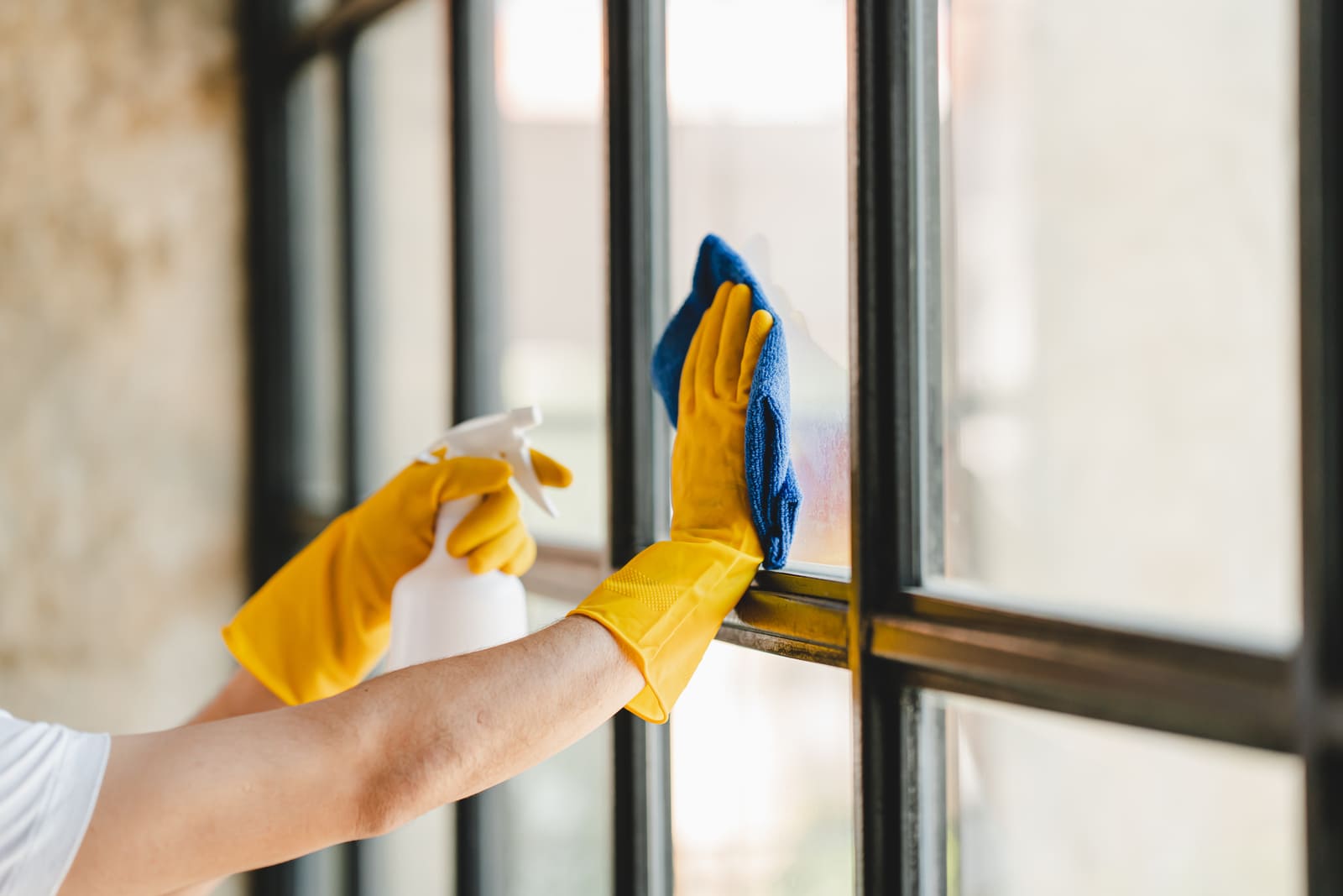 people doing cleaning are using gloves